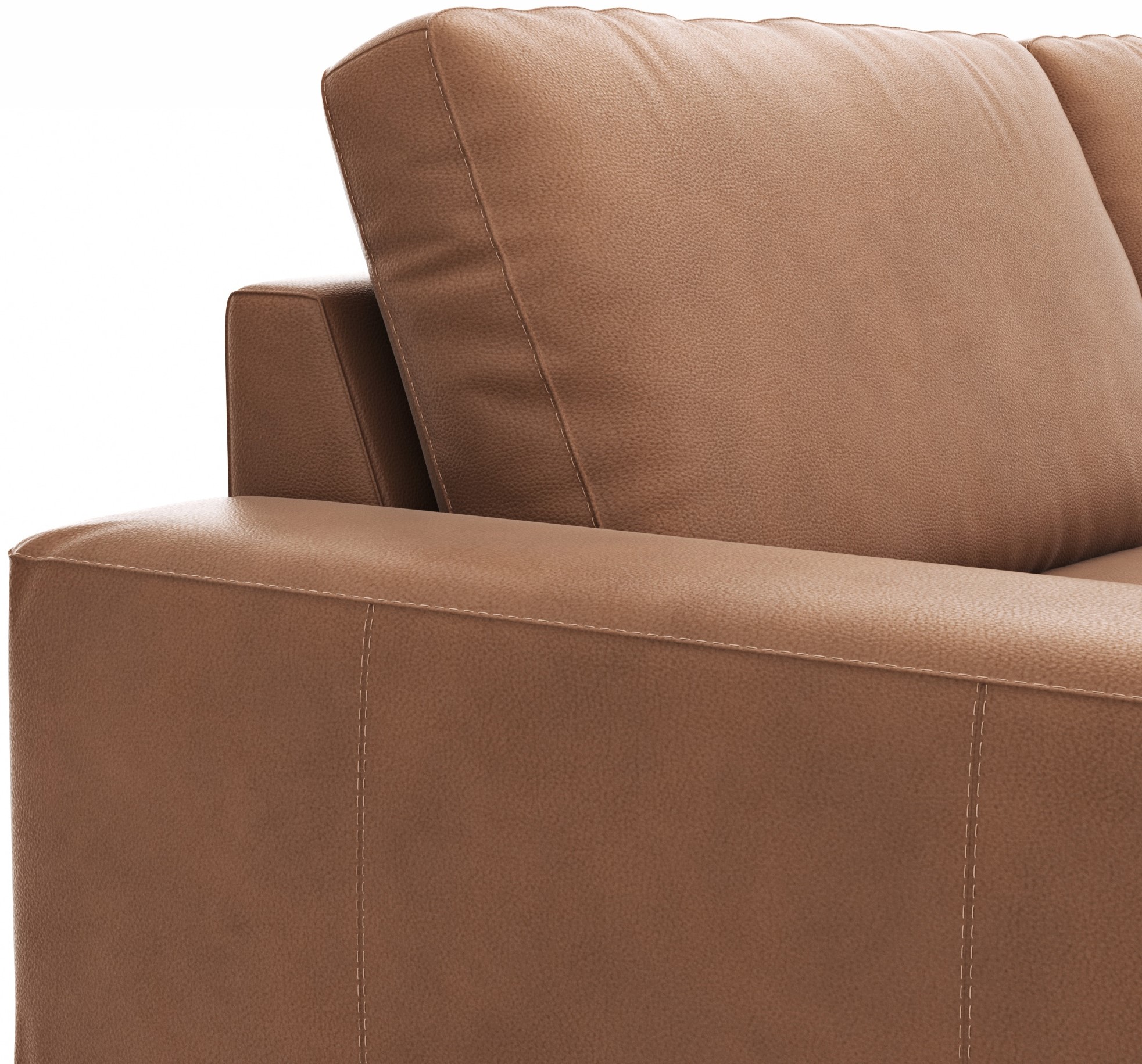 Sofa Redington - 3-Sitzer mit Lederbezug, Cognac