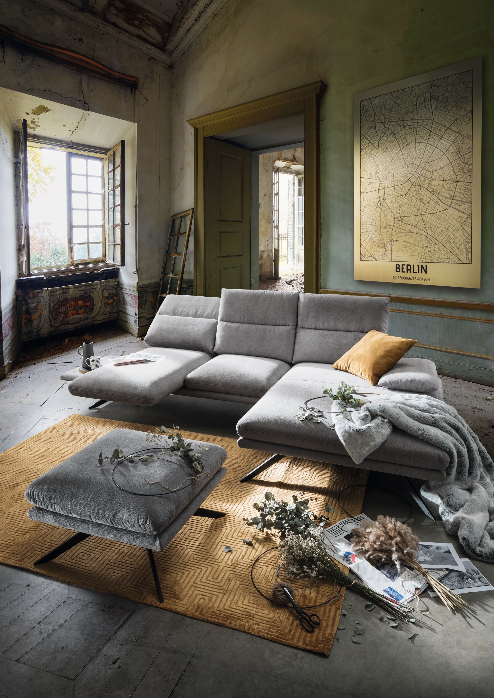 Sofa 2,5-Sitzer Klier Concept NO01 Stoffbezug silber  