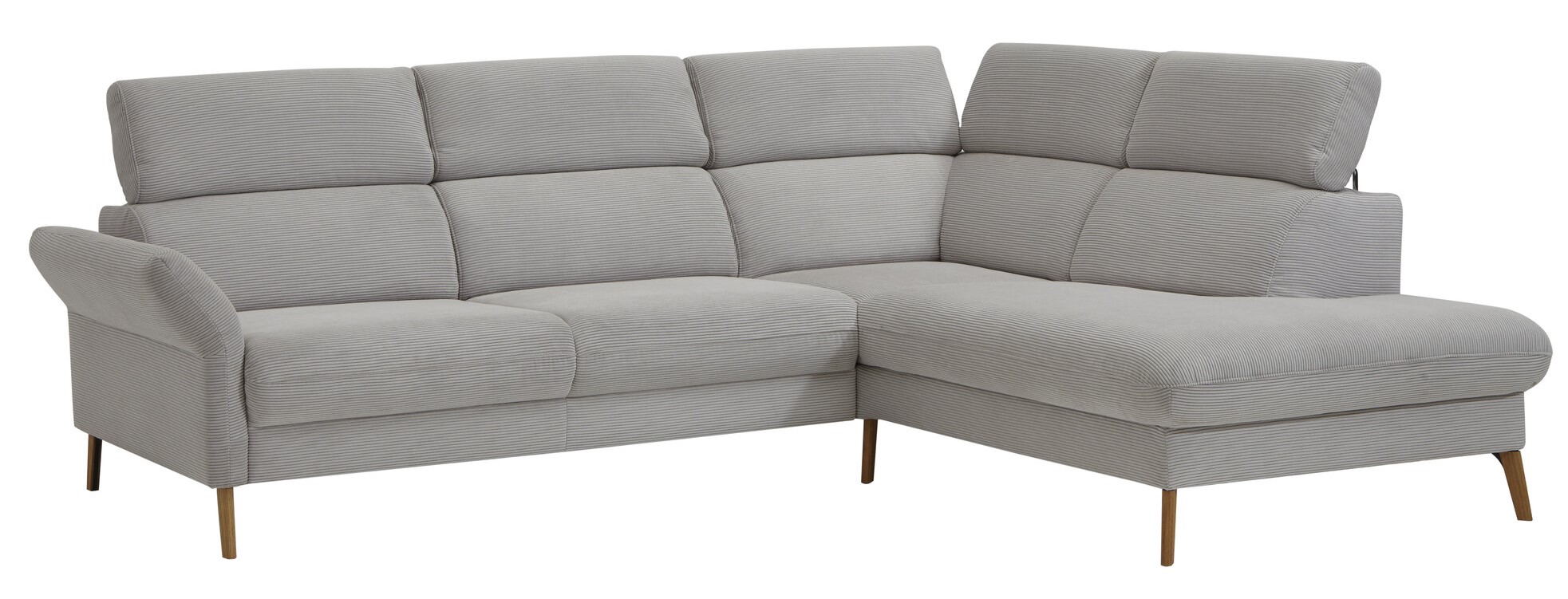 Sofa Maryville - 2,5-Sitzer mit Eckelement und Abschlussteil medium rechts, inkl. Kopfteil verstellbar, Stoff, Creme