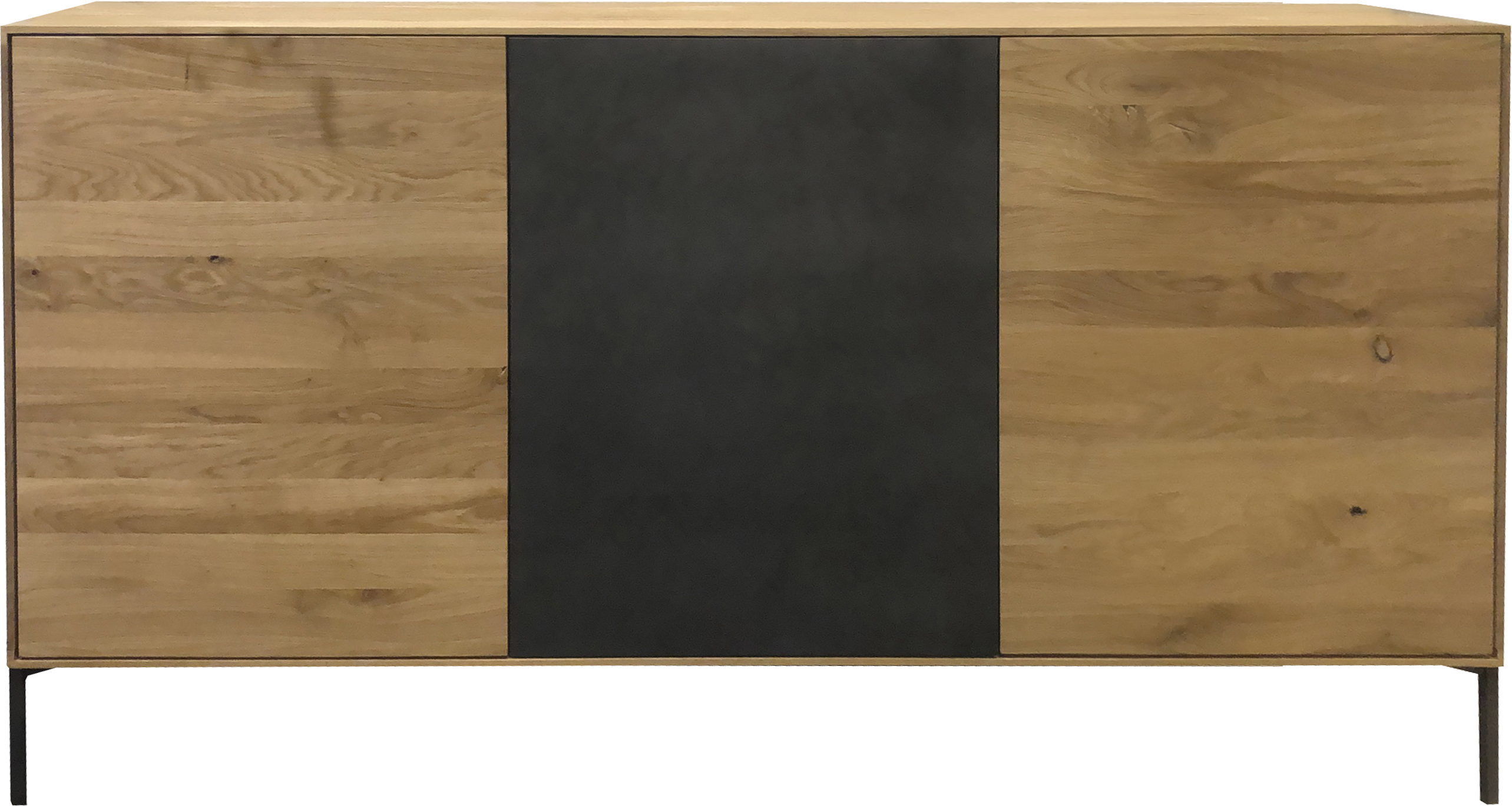 Hera Sideboard aus Wildeiche, massiv geölt, Metalltür schwarz