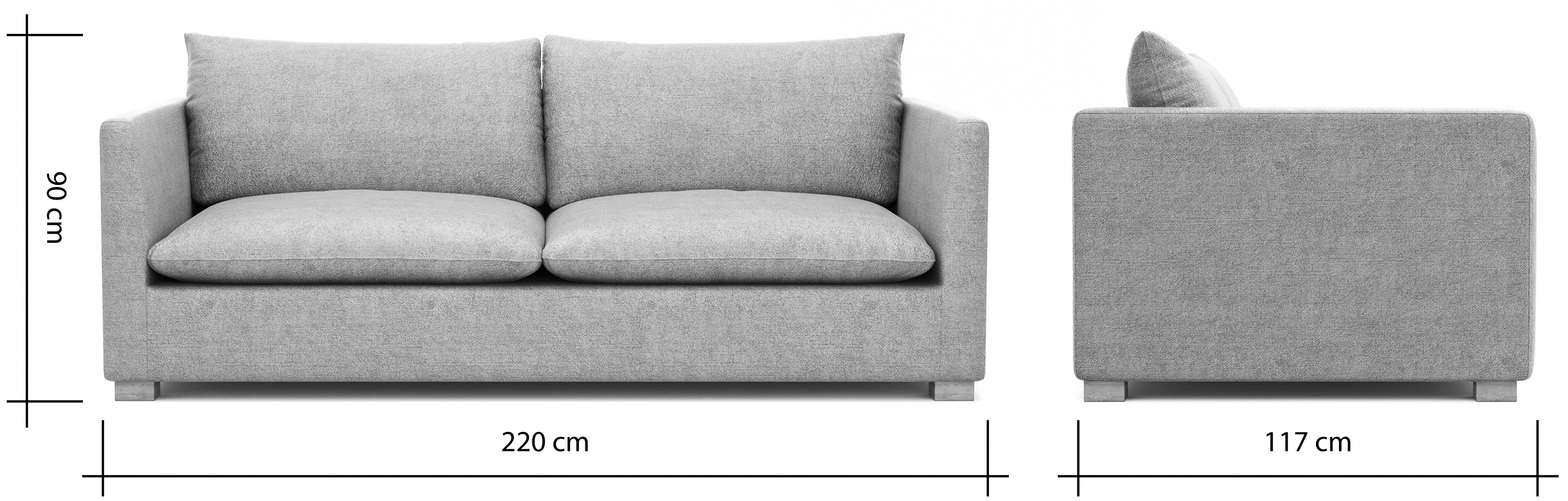Sofa Montreal - 3-Sitzer, Tiefe 2, Stoff, Petrol