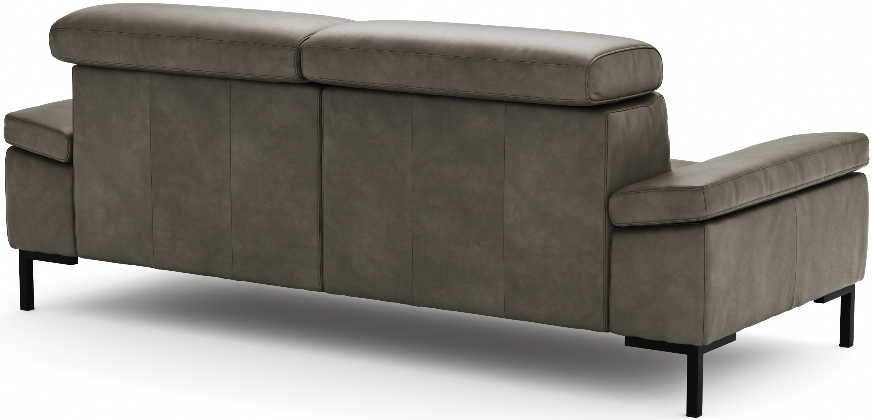  Sofa Hudson - 3-Sitzer, inkl. Kopfteil verstellbar, Leder, Braungrün