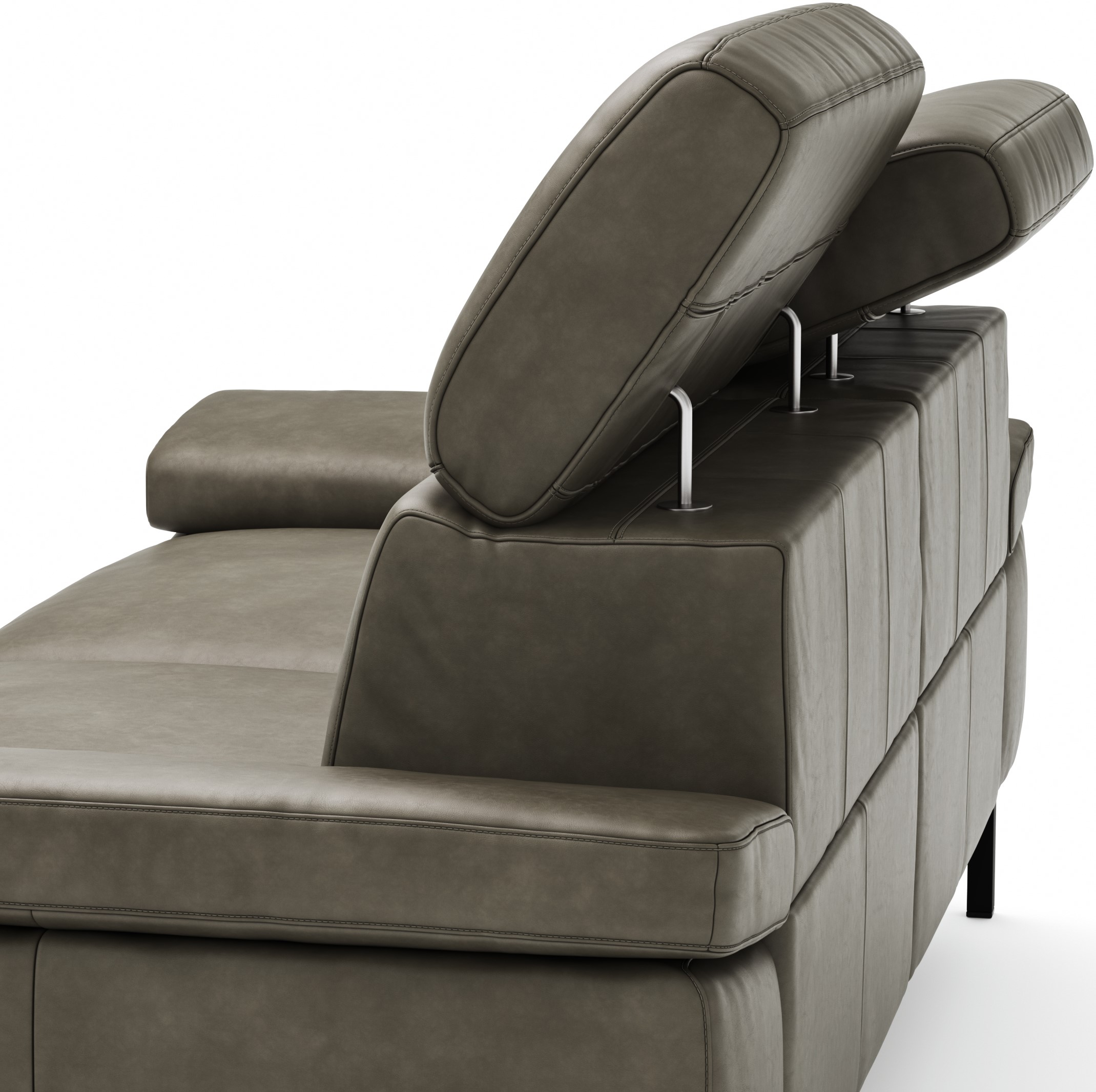 Sofa Hudson - 2,5-Sitzer, inkl. Relaxfunktion (motorisch) und Kopfteil verstellbar, Leder, Braungrün