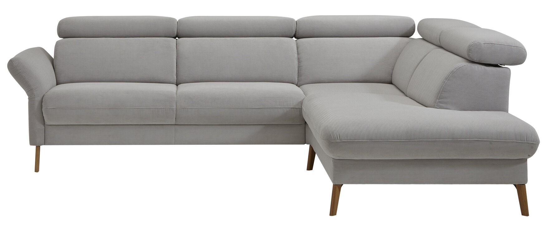 Sofa Maryville - 2,5-Sitzer mit Eckelement und Abschlussteil medium rechts, inkl. Kopfteil verstellbar, Stoff, Creme