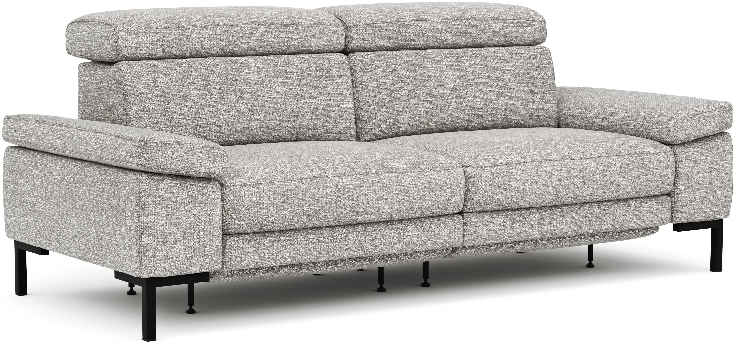 Sofa Hudson - 3-Sitzer inkl. Relaxfunktion (motorisch) und Kopfteil verstellbar, Stoff, Hellgrau