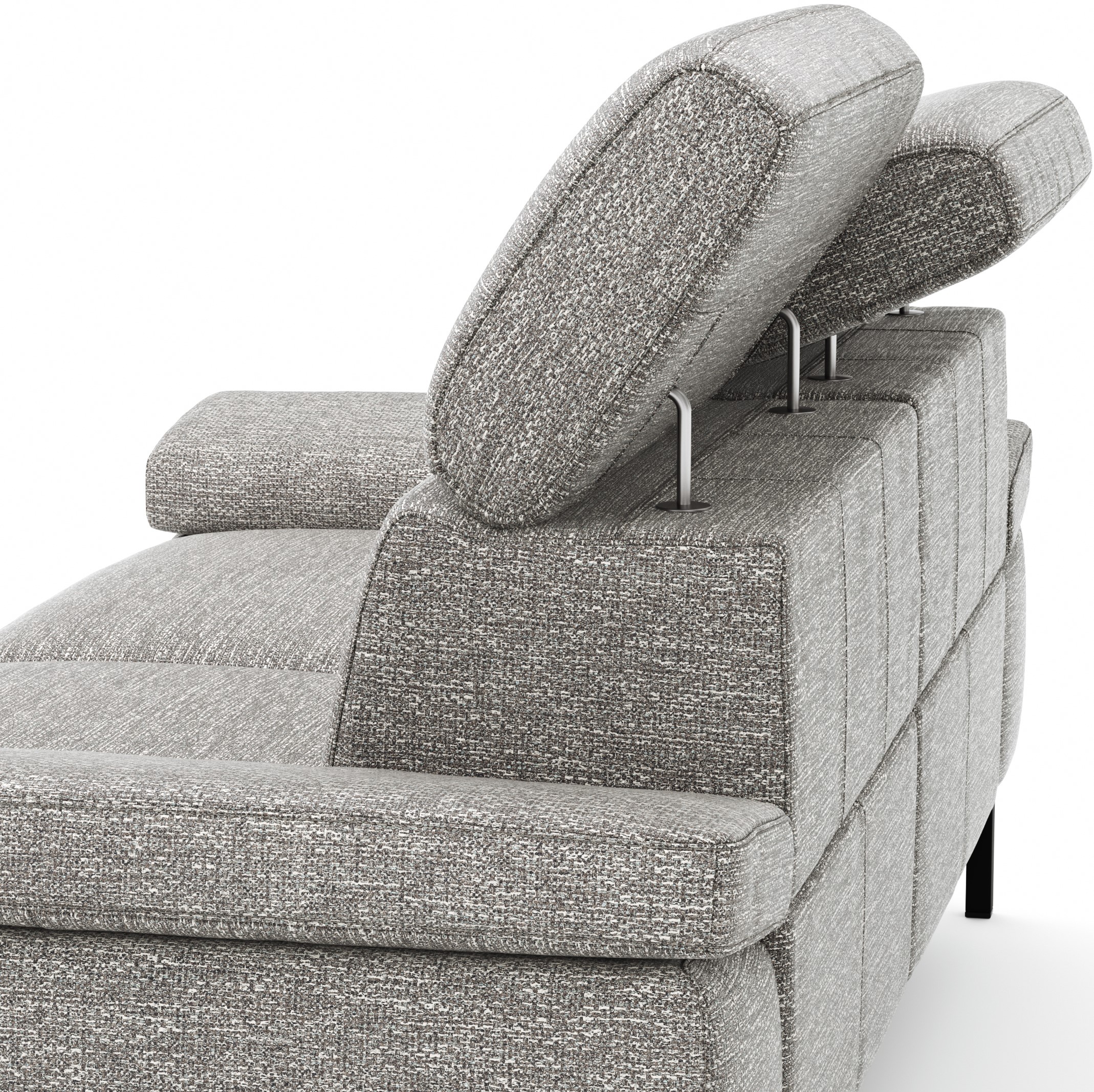 Sofa Hudson - 2,5-Sitzer, inkl. Relaxfunktion (motorisch) und Kopfteil verstellbar, Stoff, Hellgrau