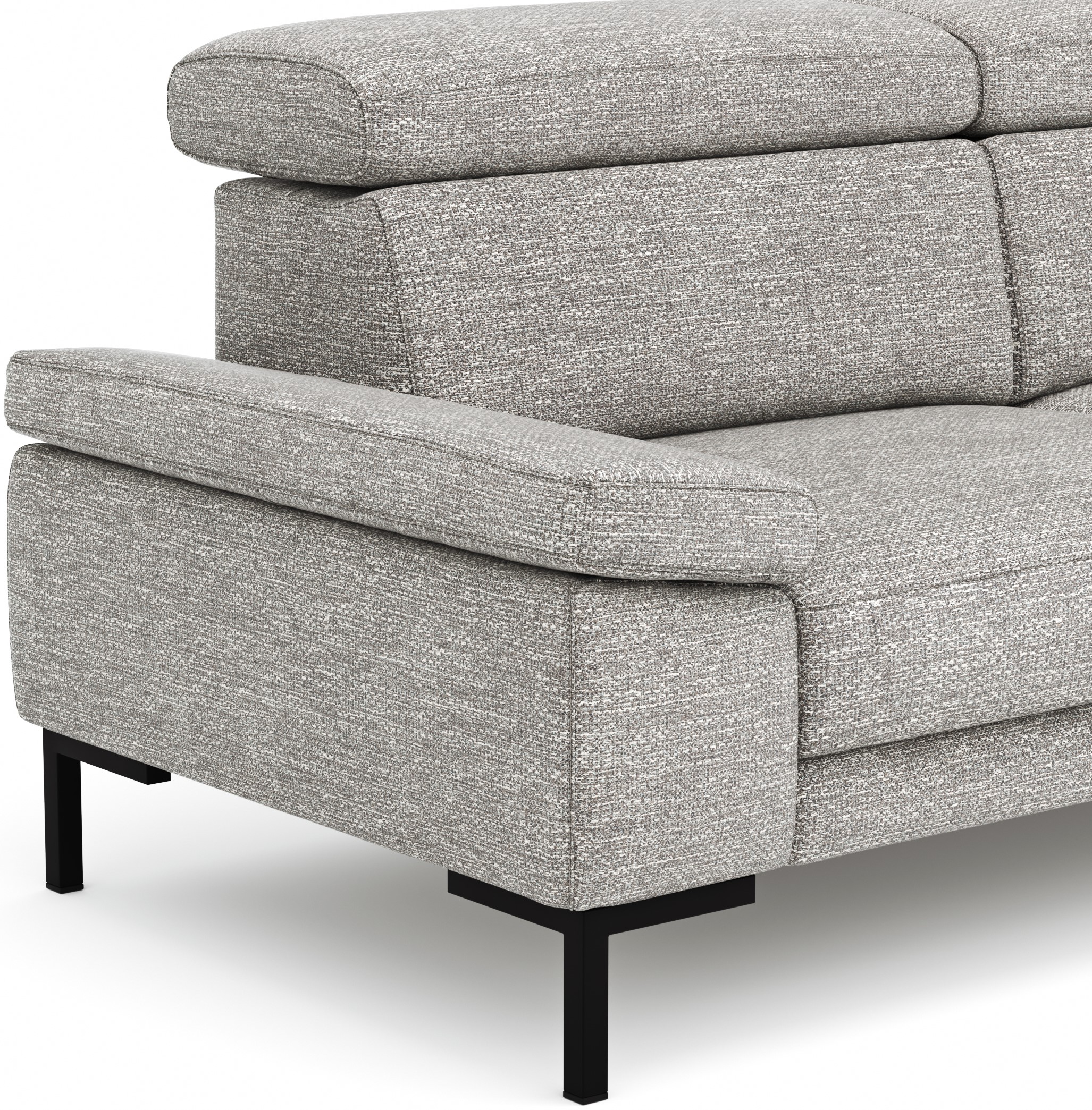 Sofa Hudson - 3-Sitzer inkl. Kopfteil verstellbar, Stoff, Hellgrau