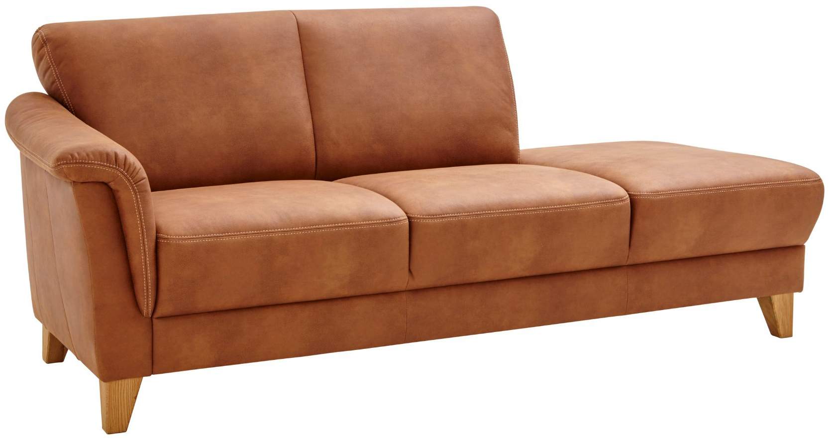 Sofa Providence - Recamiere links, Leder & Stoff braun